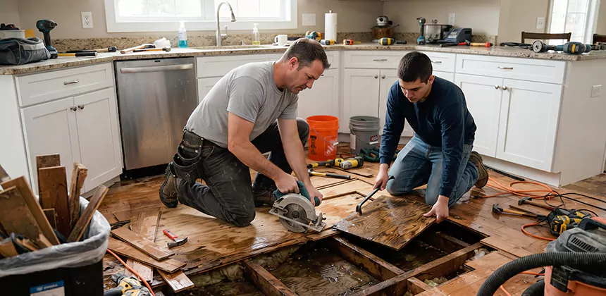 Kitchen Floor Water Damage Repair in Issaquah
